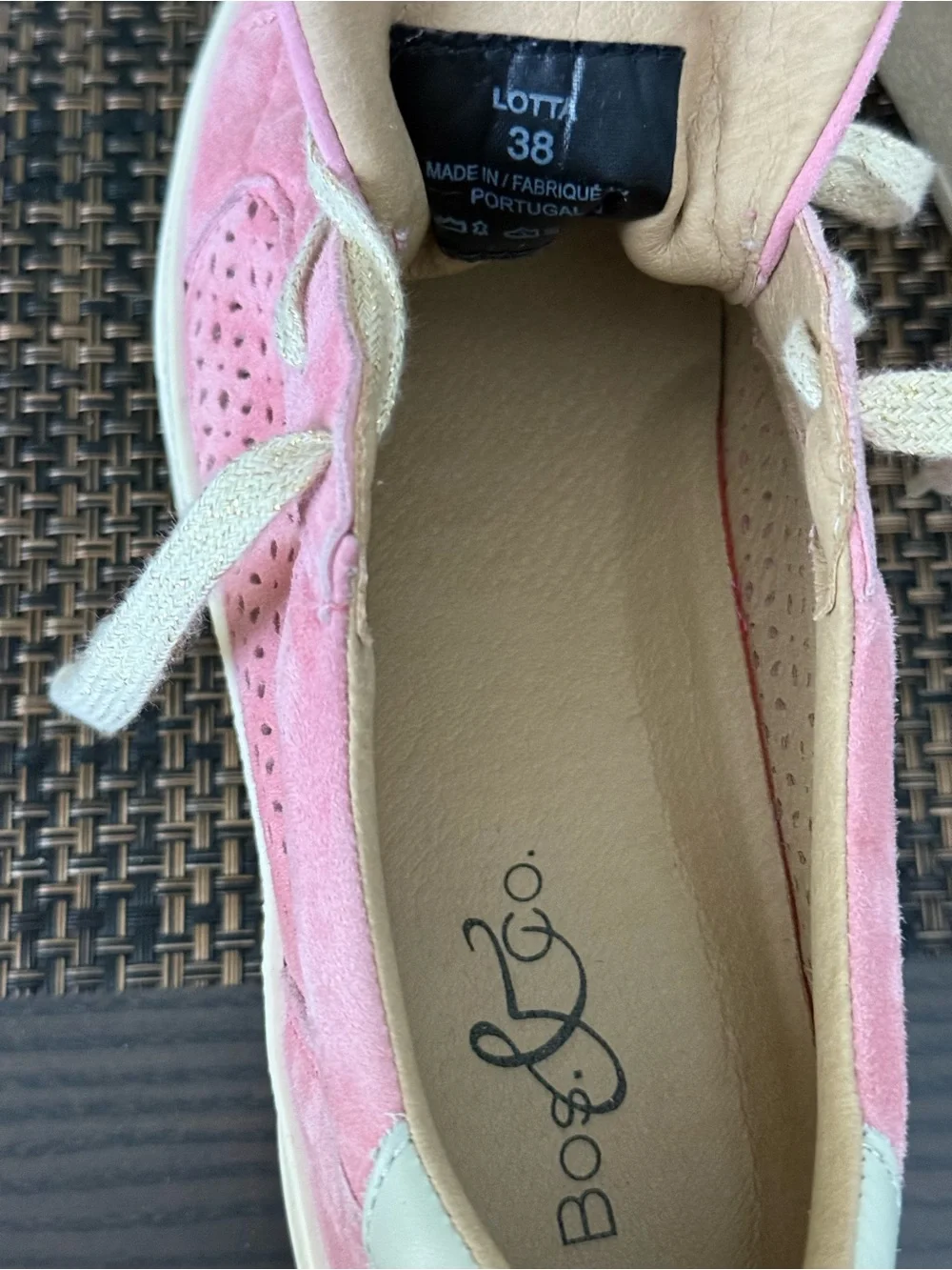 Bos. & Co. Pink Suede Platform Sneaker with Cream Sole